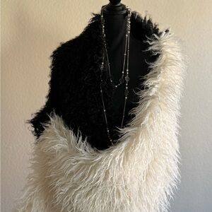 Extra-Long Two-Tone Faux Fur Stole / Statement Scarf